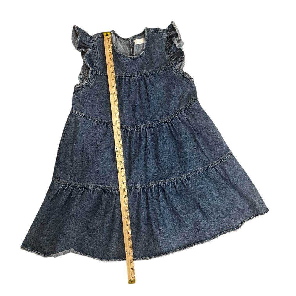 Altar'd State Blue Ruffle Sleeve Keyhole Medium Dark Wash Jean Denim Dress Small - Picture 9 of 10